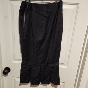 Vintage LAMB Gwen Stefani Black Trumpet Style Pleated Skirt Y2K Cashmere Wool